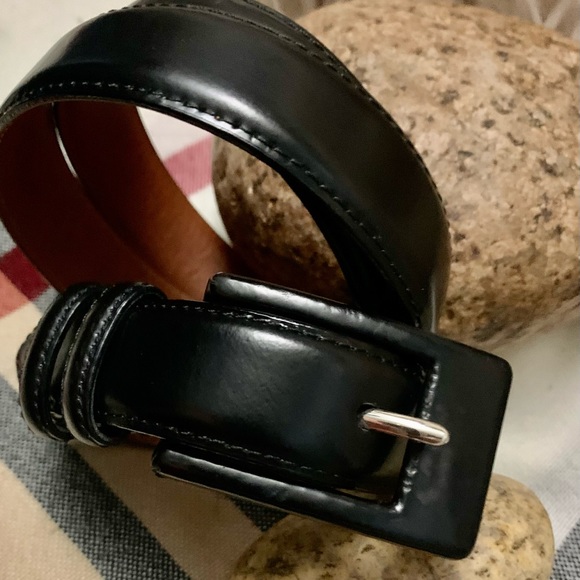 ⭐️ ANA FIRENZE BELT GENUINE ITALIAN LEATHER - BLACK ⭐️#FB8 - Picture 1 of 16